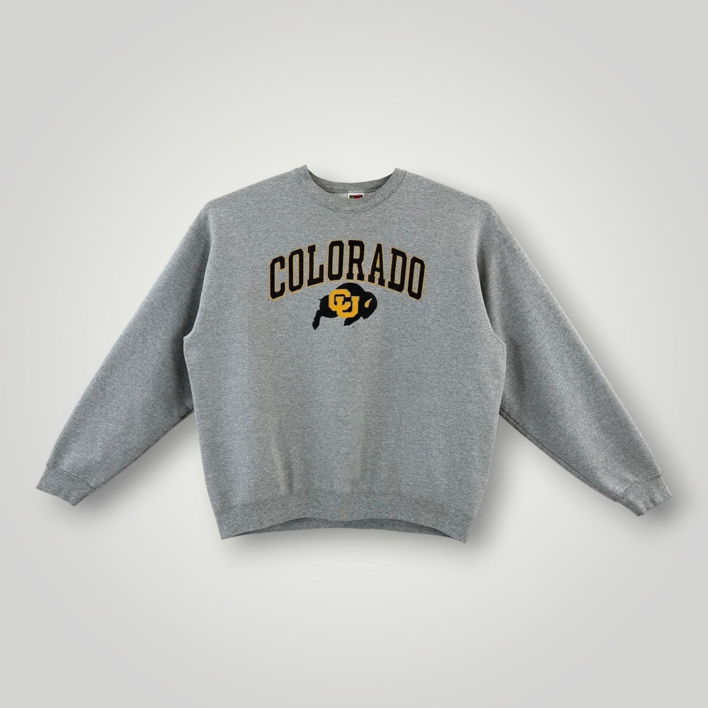 Colorado Buffaloes Sweatshirt Mens 2XL Gray NCAA Crewneck Fruit Of The Loom Y2K